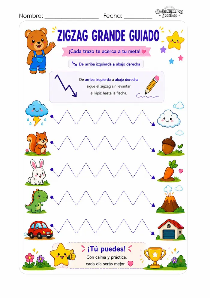 Zigzag grande guiado para niños