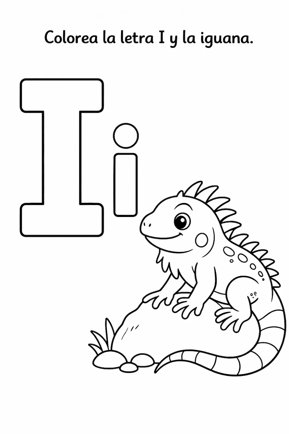 Ficha de la vocal I para niños para colorear